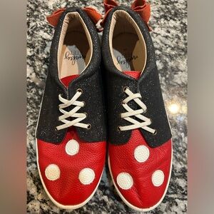 Monkey Feet Mommy Mickey Mouse Bow Flat Leather Shoes Sz 39 7.5-8